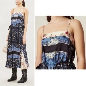 Sandro Paris Niels silk tapestry rose maxi dress - size 36